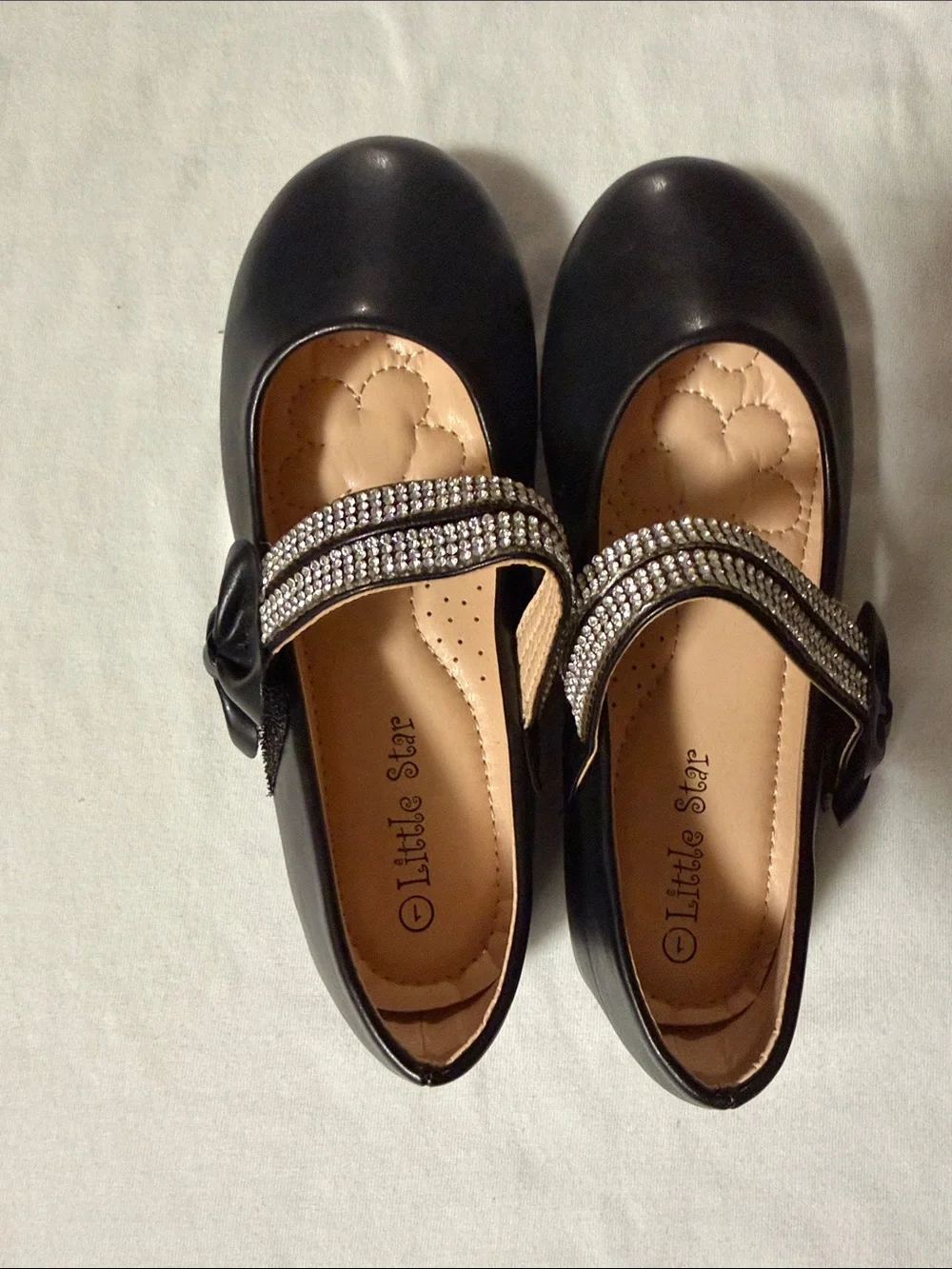 Girls' Black Mary Jane Dress Shoes with Sparkling Strap